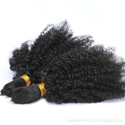 Cuticle aligned single donor afro kinky curly hair bulk 30inch natural brazilian human hair extension